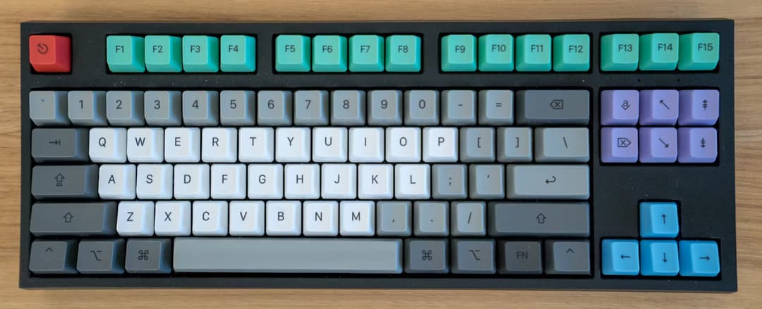 A modern mechanical keyboard with RGB lighting.